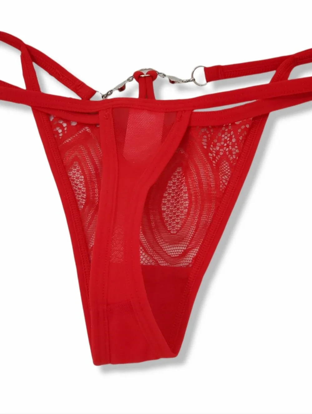 Red Lace Strappy Thong Panty